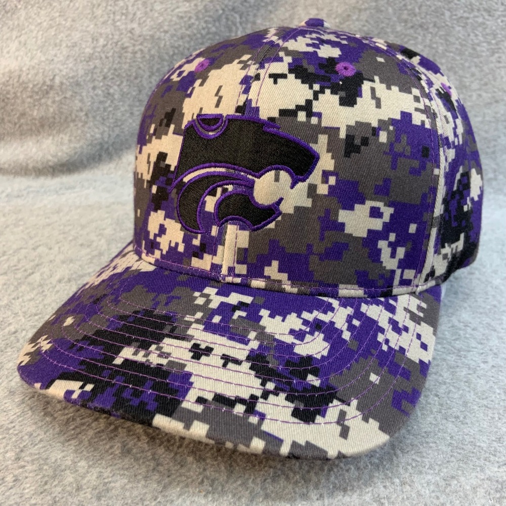 K-State Powercat Logo Mens Purple Pacific Headwear Digital Camo Hat 708F L-XL